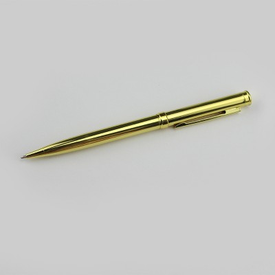 Promotional slim ballpoint metal twist ball pen for gift slim gold plated pen